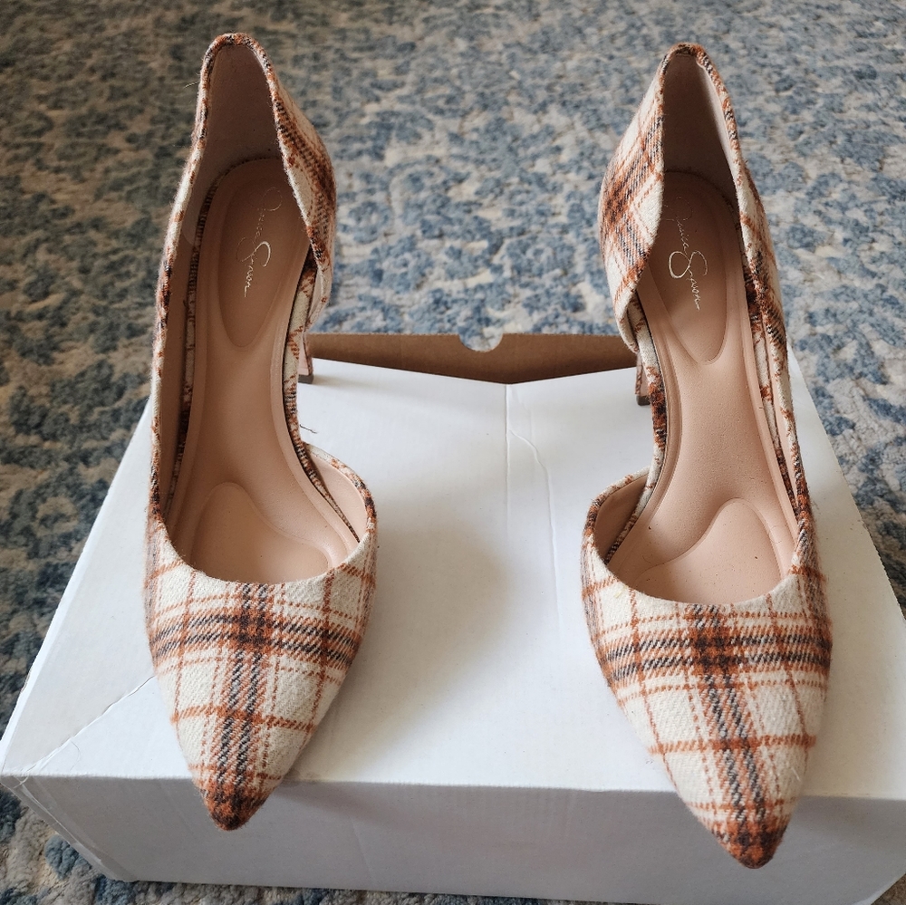 Cream/ orange pumps size 12M